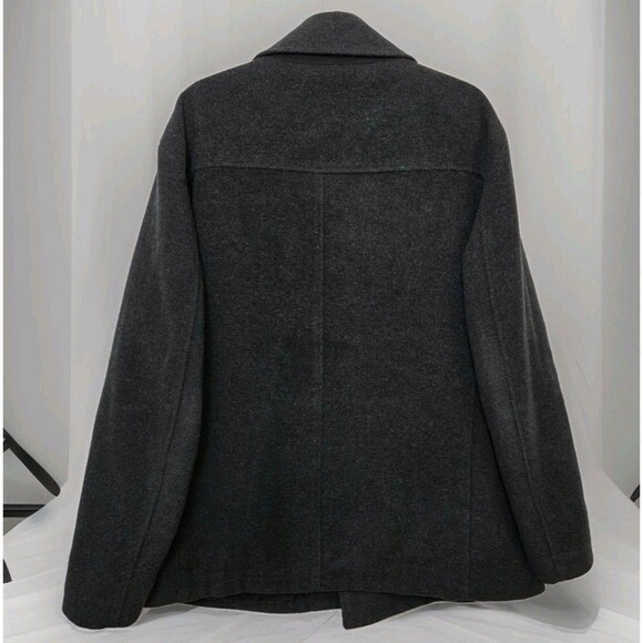 Kenneth Cole Reaction Pea Coat Men's XXL Double Breasted Wool Blend Charcoal - Picture 3 of 13